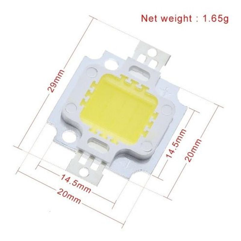 GENERICO - Led Potencia 10W 800-900mA 9-12V 900-1000lm Blanco Frio