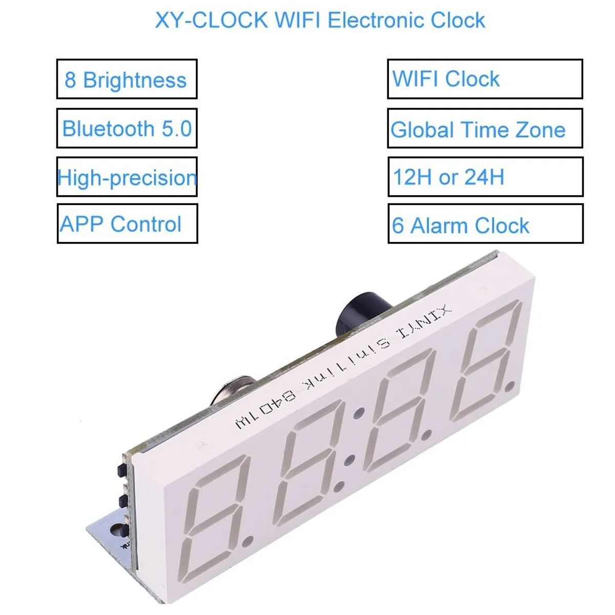 GENERICO - Modulo Reloj Wifi XY-CLOCK Blanco Control Desde App Sinilink