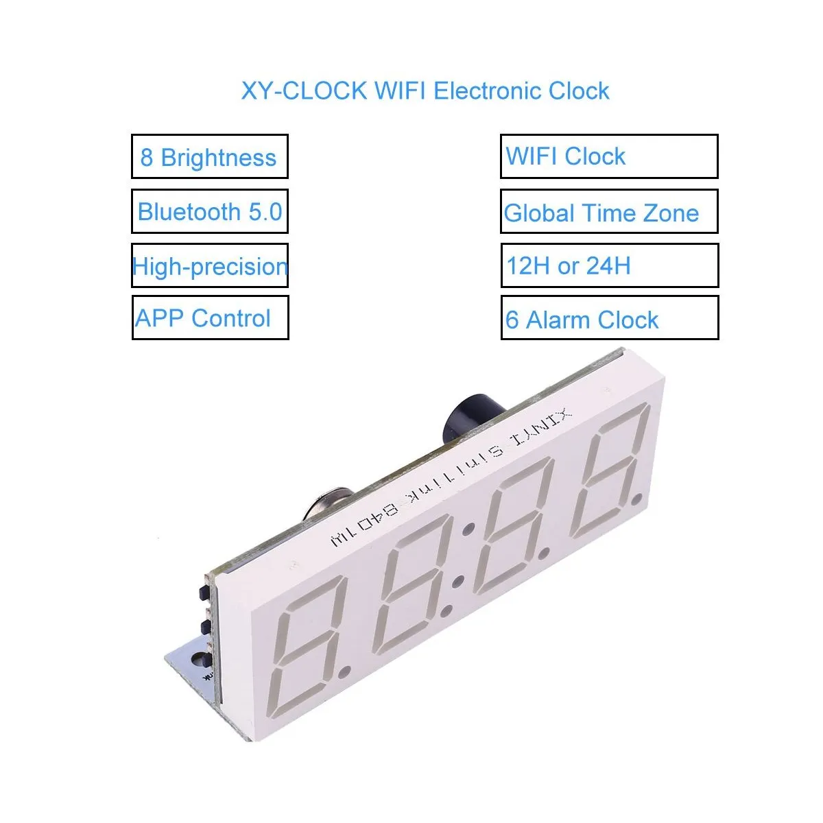 GENERICO - Modulo Reloj Wifi XY-CLOCK Blanco Control Desde App Sinilink