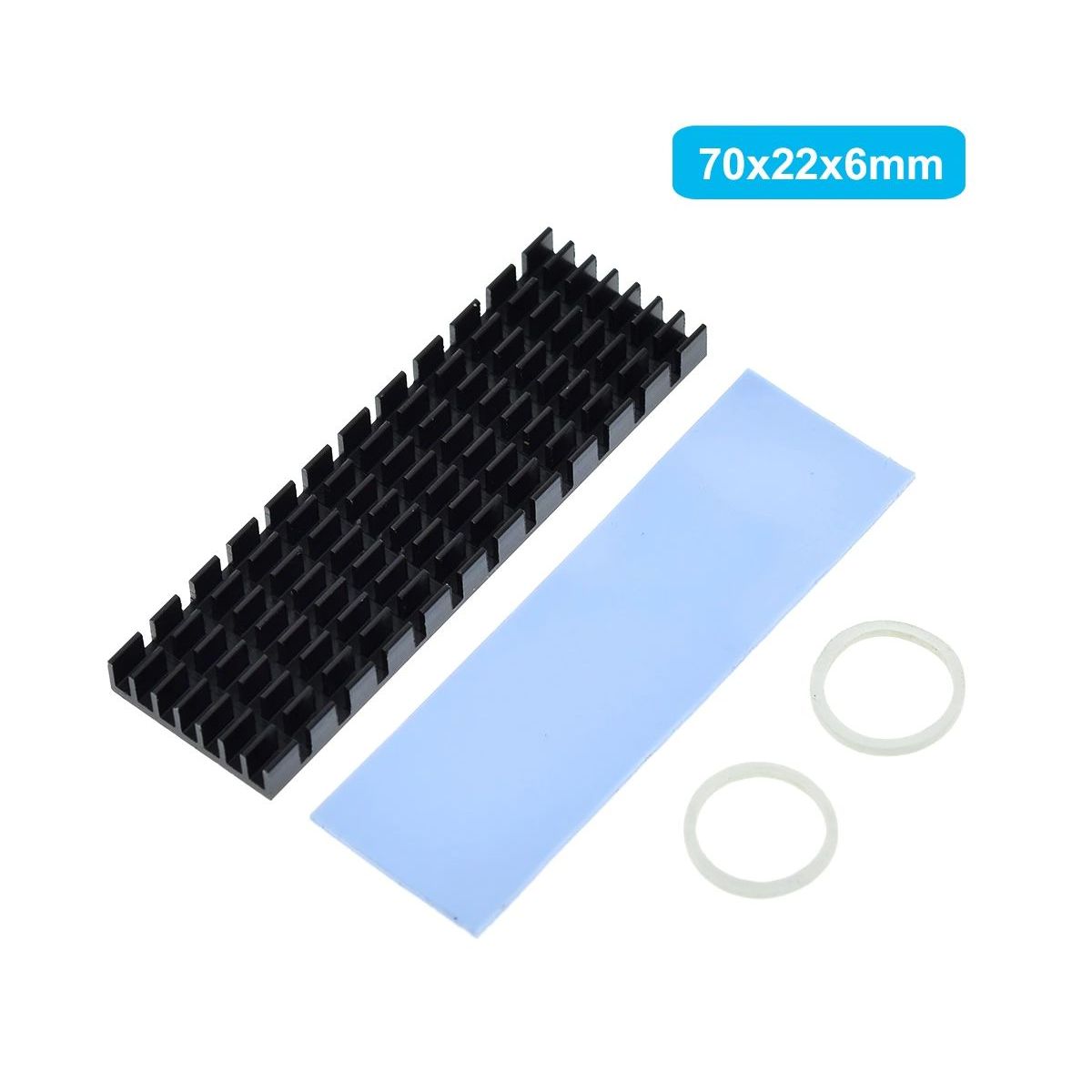 GENERICO - Disipador Calor Color Negro Adhesivo 70x22x6mm NGFF SSD