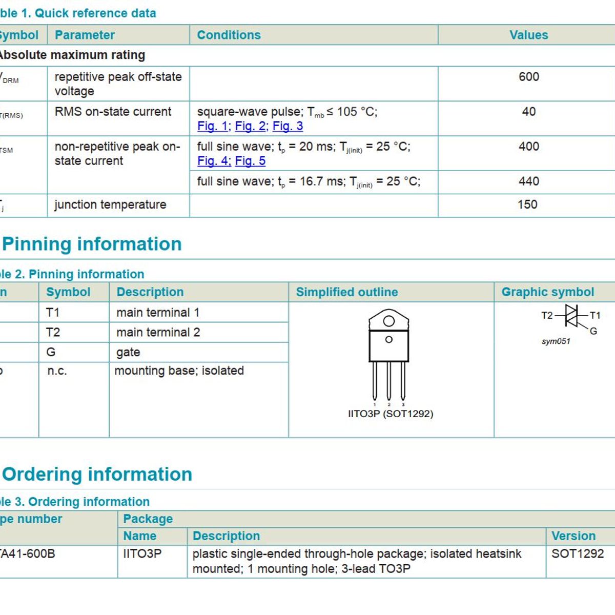 GENERICO - Transistor Triac Scr BTA41-600B 600V 40A TO-3P Alta Potencia