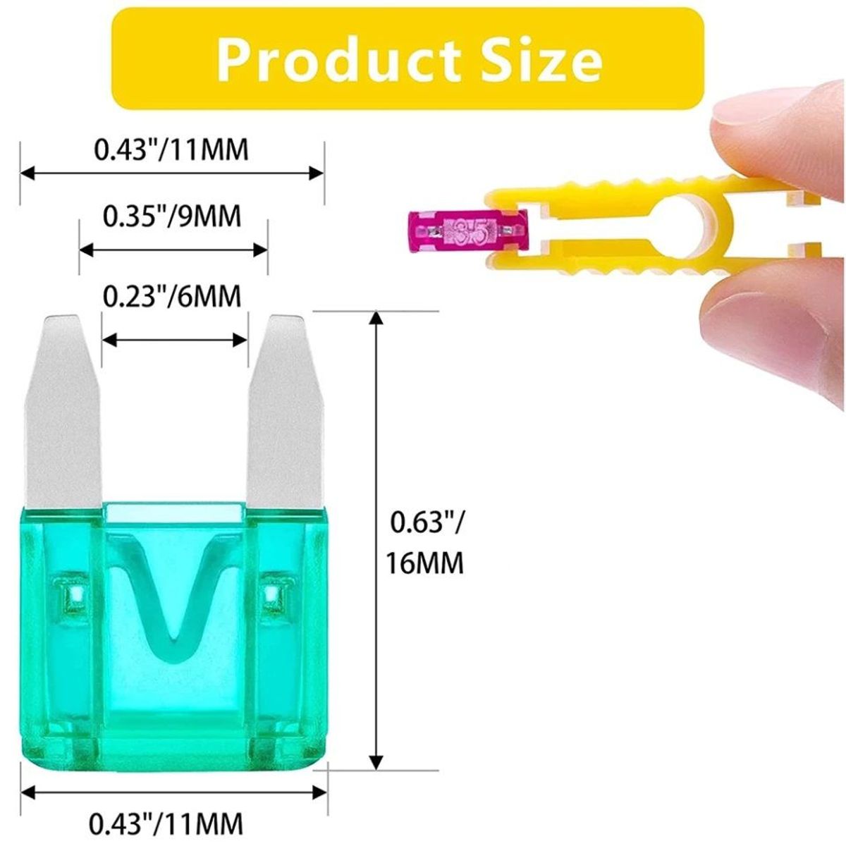 GENERICO - Fusible Carro Cuchilla Tamaño Mini 3A 3 Amperios 16x11x4mm x 5 Unidades
