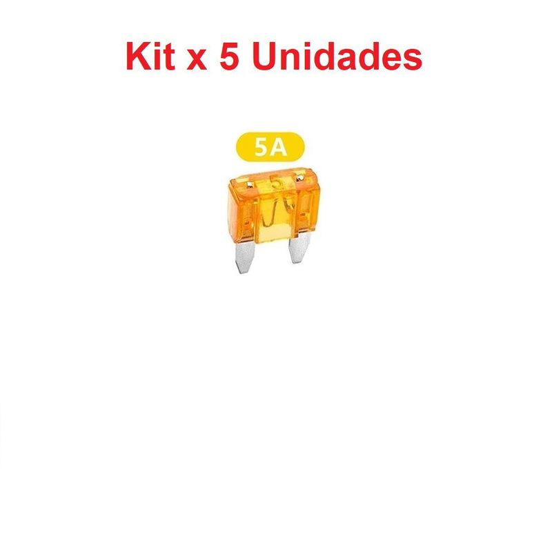 GENERICO - Fusible Carro Cuchilla Tamaño Mini 5A 5 Amperios 16x11x4mm x 5 Unidades
