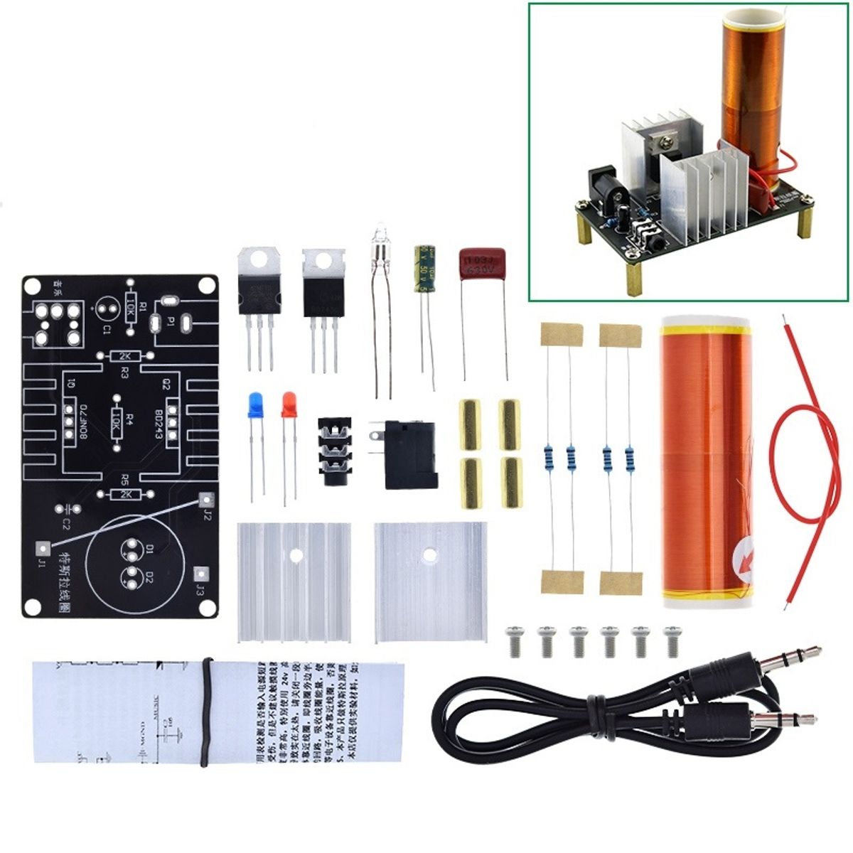 GENERICO - Kit Bobina Tesla Musical Para Ensamblar Bricolaje DIY BD243C 12V 24V
