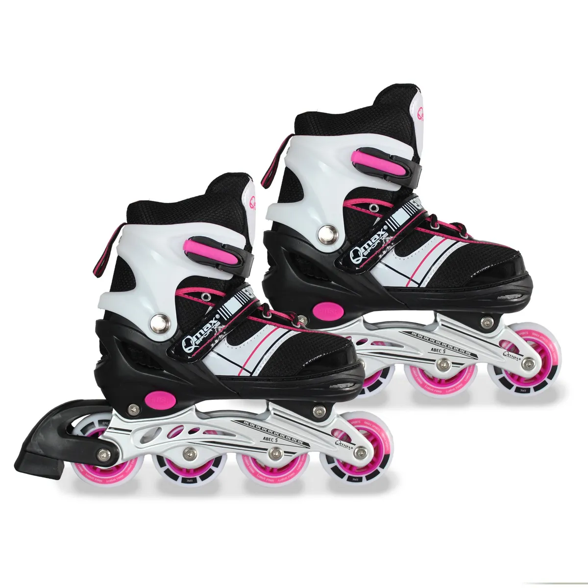 QMAX - Patines Ajustables Linea niñas De Iniciación Rosa 34-37