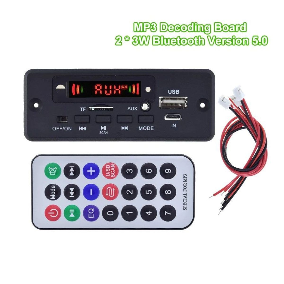 GENERICO - Reproductor Audio MP3 JQ-D029BT-A2.1 SD Radio FM Bluetooth 5-32V 6W