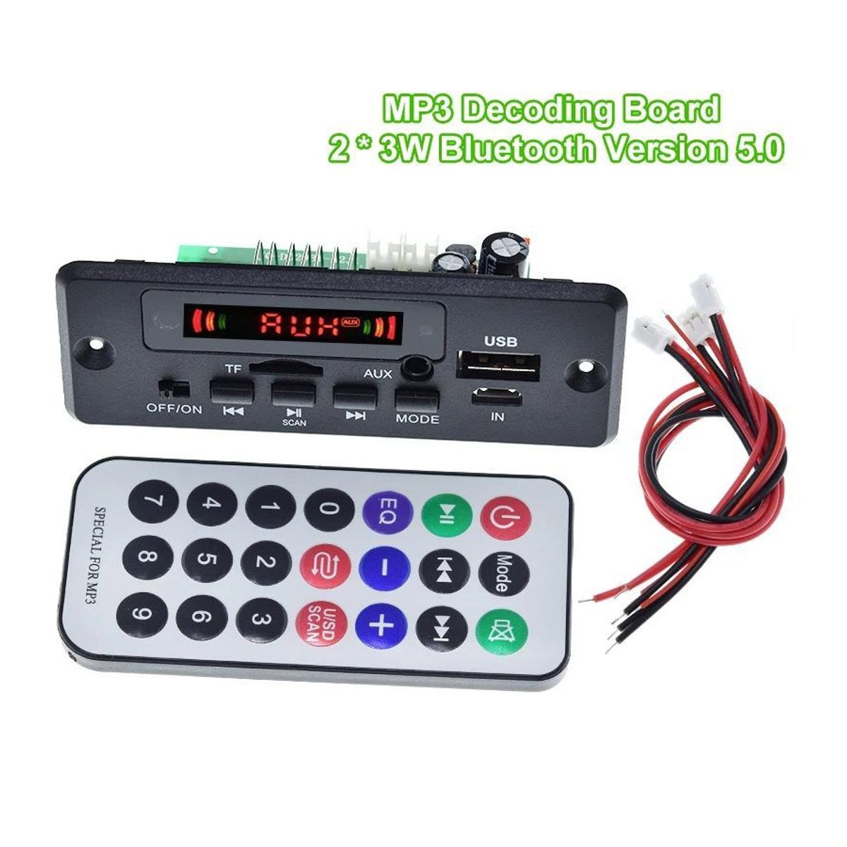 GENERICO - Reproductor Audio MP3 JQ-D029BT-A2.1 SD Radio FM Bluetooth 5-32V 6W