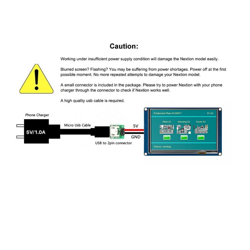 GENERICO - Pantalla Tactil Nextion 5 Pulgadas HMI Lcd 320x240 NX8048T050