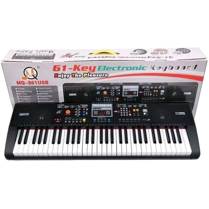 GENERICO - Teclado Organeta Piano Electronica 61 Teclas 16 Tonos USB MQ-861