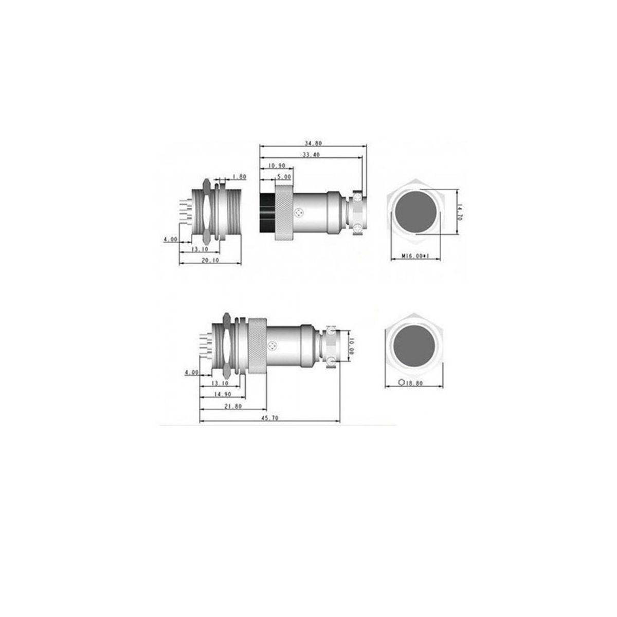 GENERICO - Kit Conector 5 Pines GX16-5pin GX16 Macho Hembra Aviacion