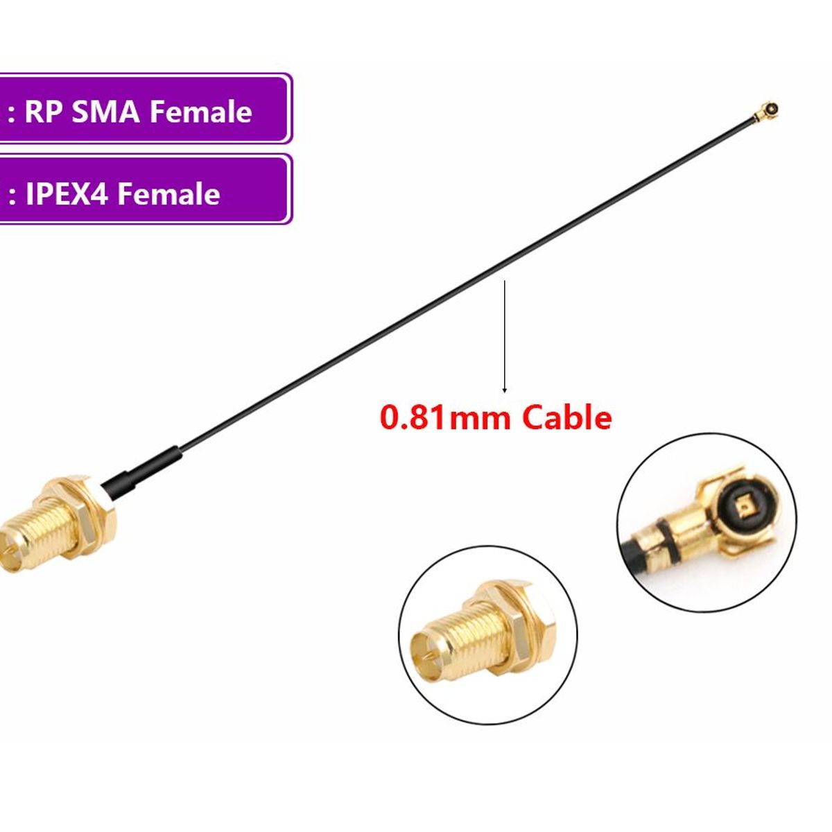 GENERICO - Antena Wifi Ufl IPEX4 MHF4 A SMA Hembra RP Cable 20cm Chasis
