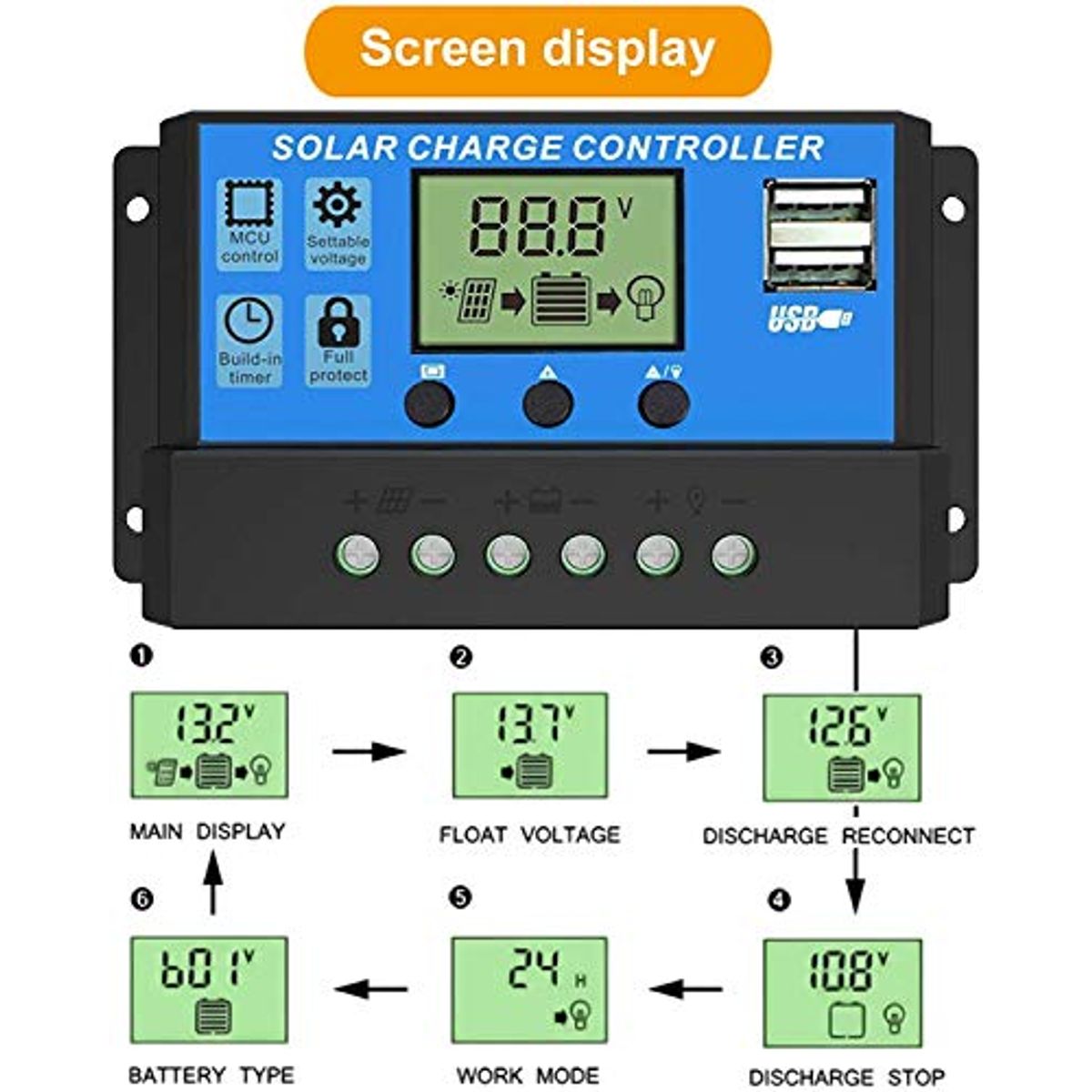 GENERICO - Controlador Carga Bateria Regulador Solar SY1024H 10A Pwm 12-24V