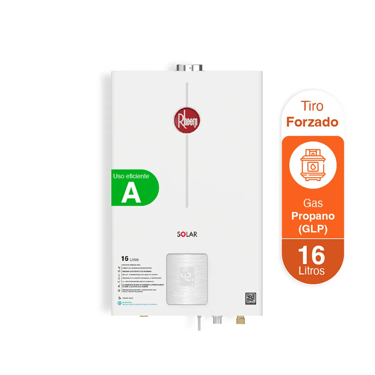RHEEM - Calentador De Agua 16lt Gas Propano Tiro Forzado Dig Rheem
