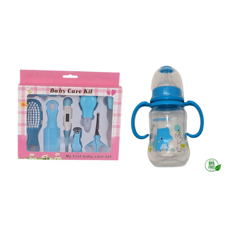 GENERICO - KIT CUIDADO ASEO BEBÉ  TETERO ANTIREFLUJO AZUL