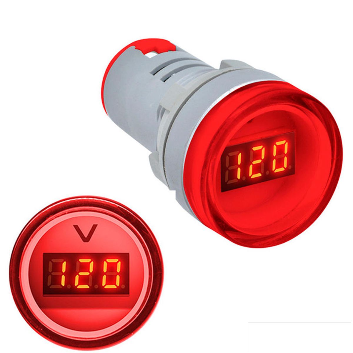 GENERICO - Voltimetro Digital 60-500V AC 22mm Ad16 Ip65 Piloto Color Rojo