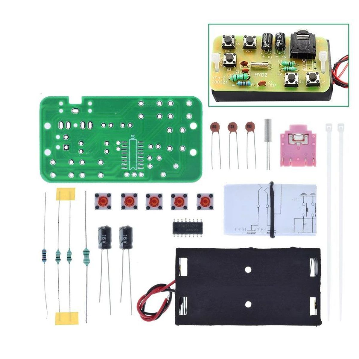 GENERICO - Kit Receptor Radio Audio FM YFM-2 76-108MHz Para Ensamblar
