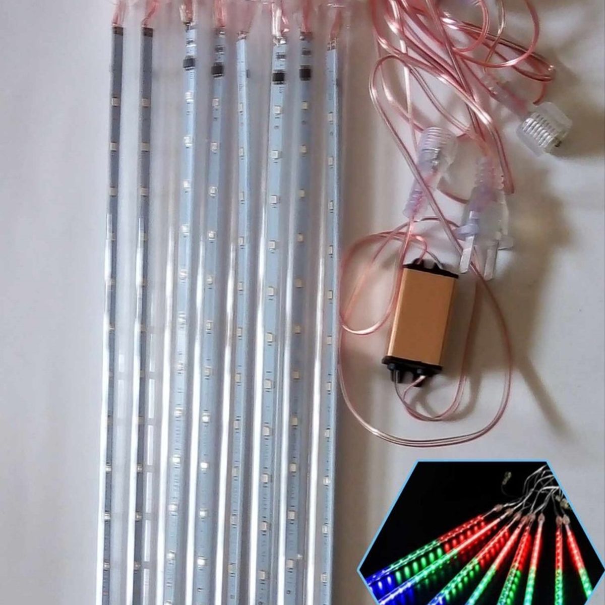GENERICO - Luces Navideña Decoración luces Led lluvia Meteorito tubos RGB 30 cm