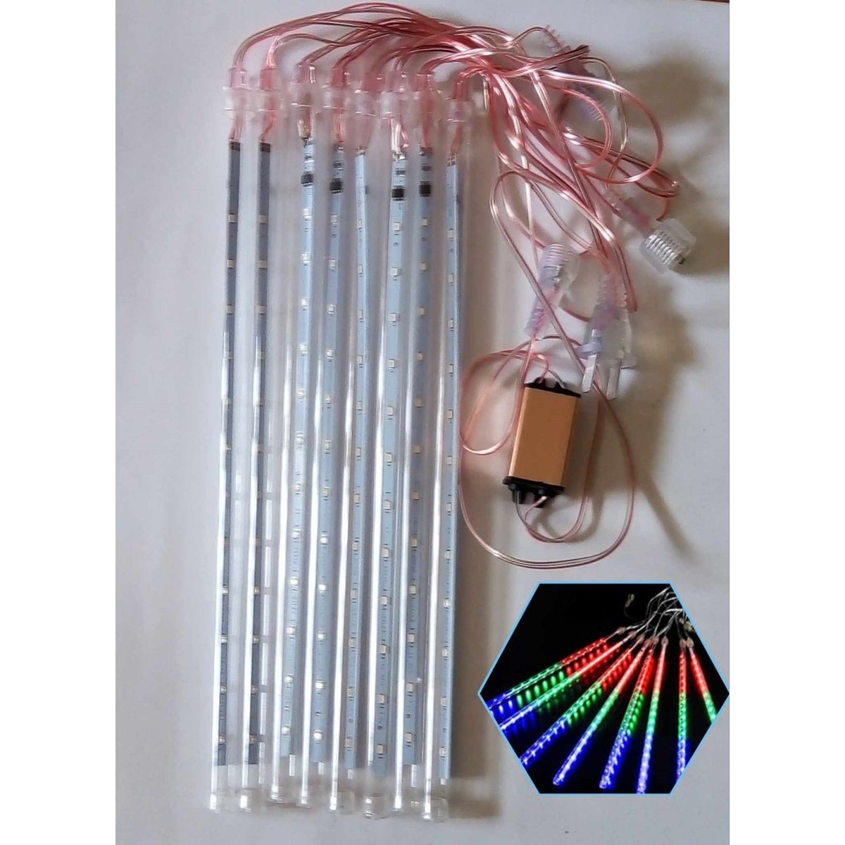 GENERICO - Luces Navideña Decoración luces Led lluvia Meteorito tubos RGB 30 cm