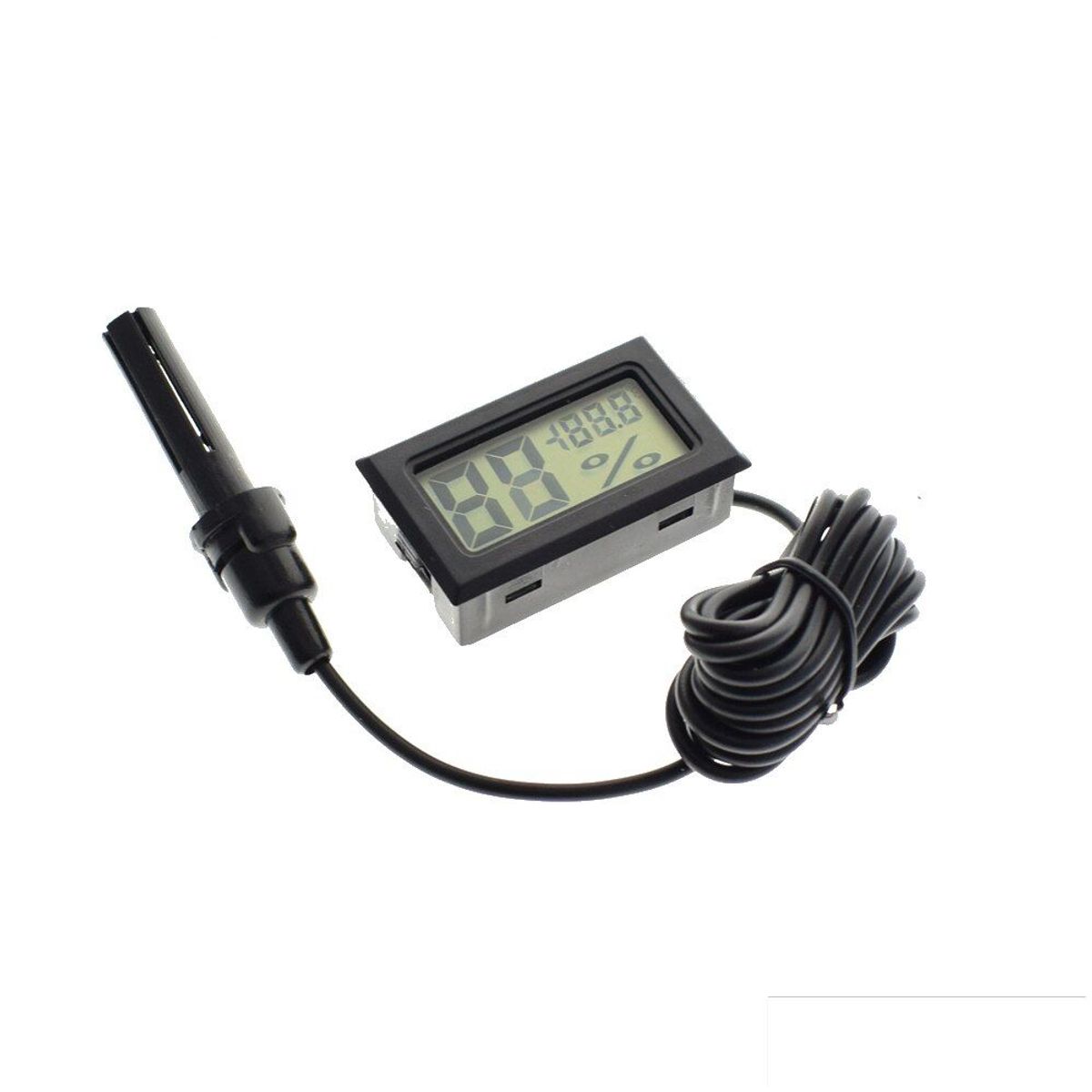 GENERICO - Termohigrometro Digital -50~70C Negro Sensor Temperatura Humedad Con Sonda