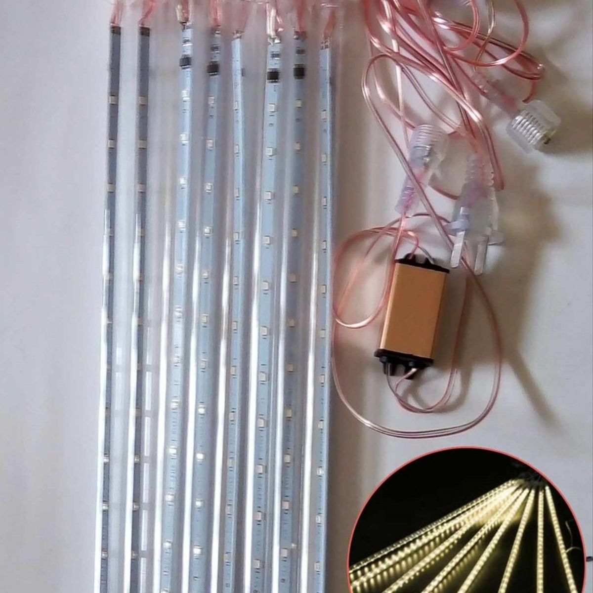 GENERICO - Luces navideña luz Led Decoración lluvia Meteorito Blanco Calido 30cm