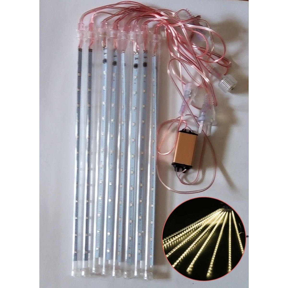 GENERICO - Luces navideña luz Led Decoración lluvia Meteorito Blanco Calido 30cm