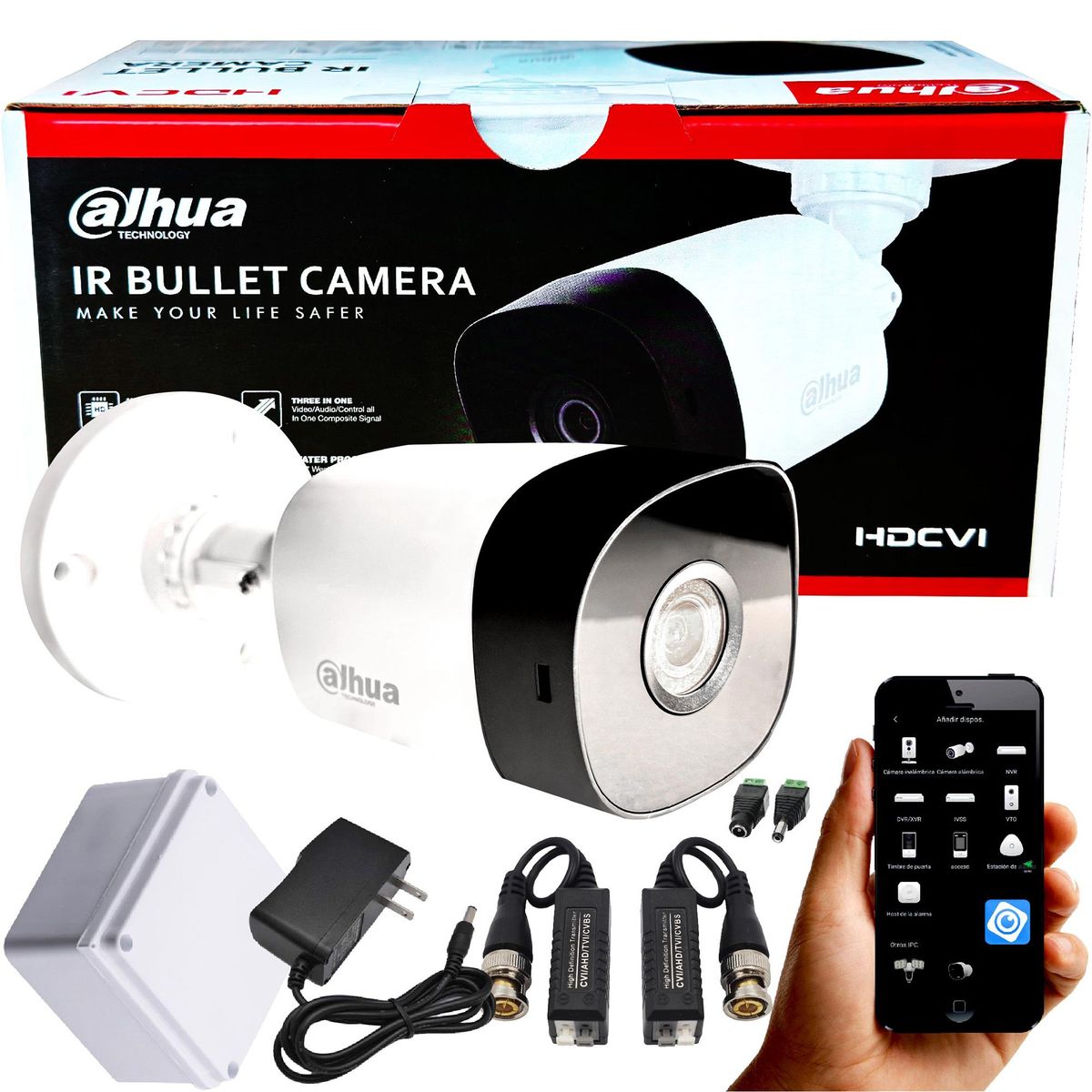 DAHUA - CÁMARA DE SEGURIDAD DAHUA TIPO BALA 2MP FULL HD PARA DVR CON ACCESORIOS
