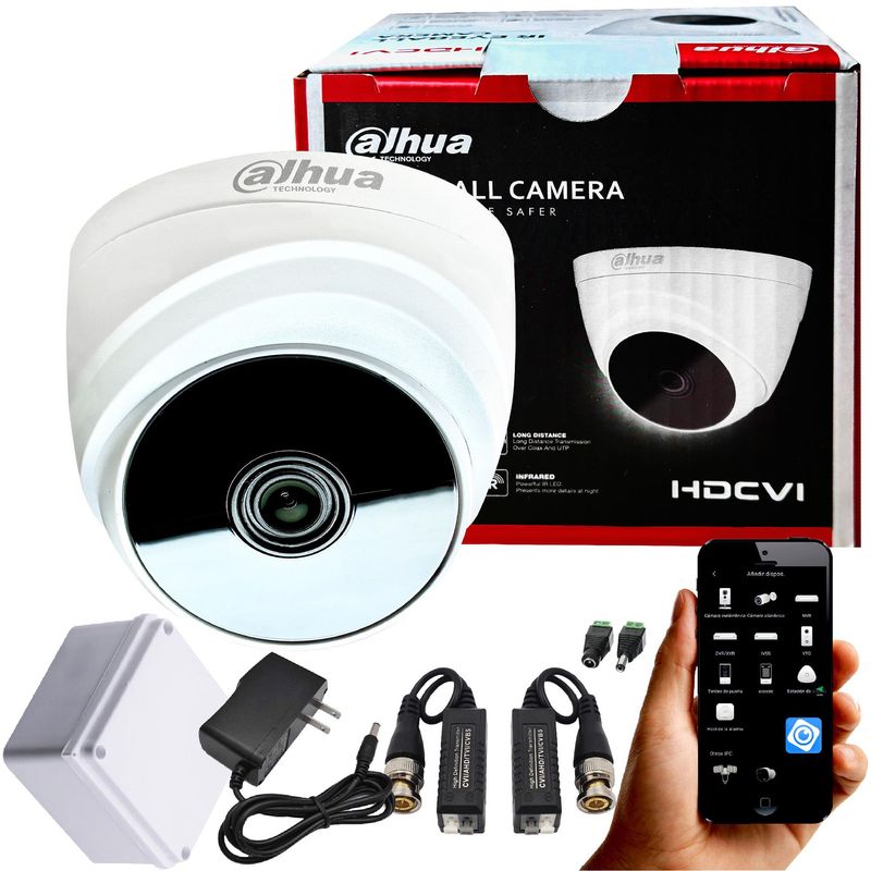 DAHUA - CÁMARA DE SEGURIDAD DAHUA TIPO DOMO 2MP FULL HD PARA DVR CON ACCESORIOS