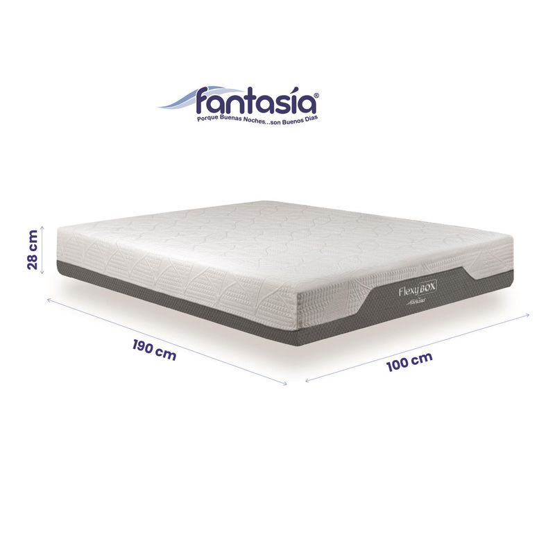 COLCHONES FANTASIA - Colchón Sencillo Firmeza Media  Flexy E Box 100x190.
