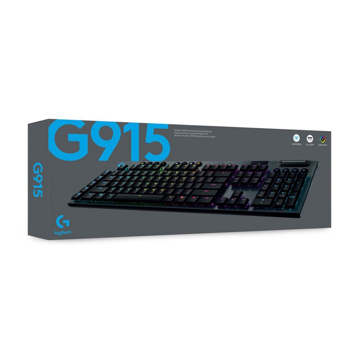 LOGITECH - Logitech G915 Teclado Mecánico Gamer Inalámbrico Ultrafino Rgb Negro
