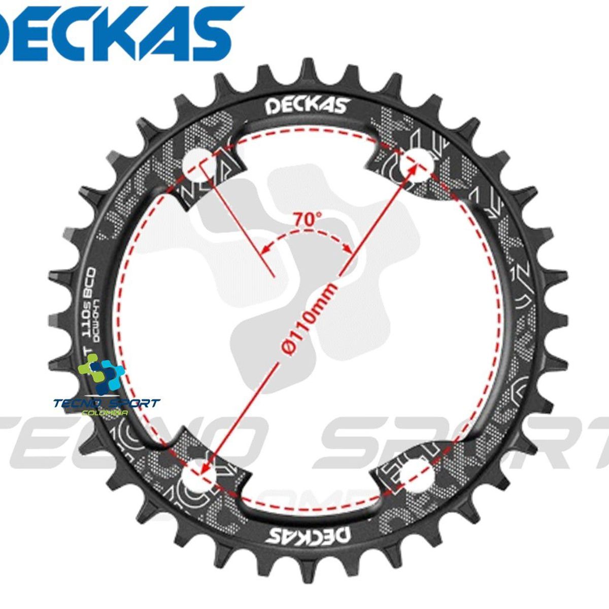 GENERICO - Coronilla Bicicleta Ruta 50 Deckas 110 Bcd Redondo 4 Huecos