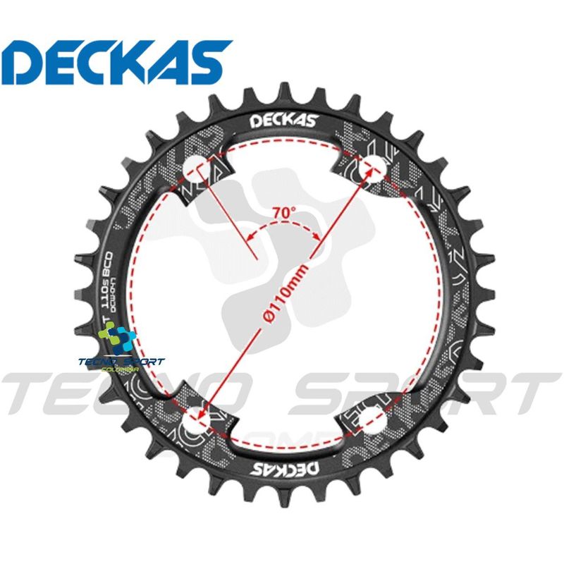 GENERICO - Coronilla Bicicleta Ruta 50 Deckas 110 Bcd Redondo 4 Huecos