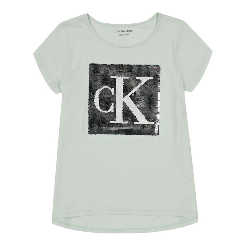 CALVIN KLEIN - Camiseta Con Logotipo De Lentejuelas Niña Verde Calvin Klein