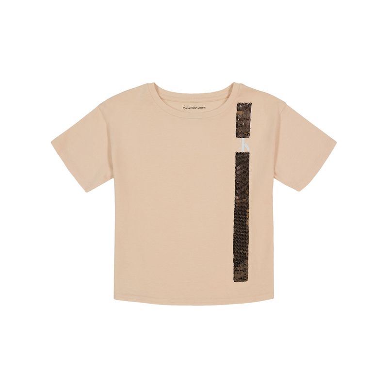 CALVIN KLEIN - Camiseta Con Cuello Redondo Niña Beige Calvin Klein