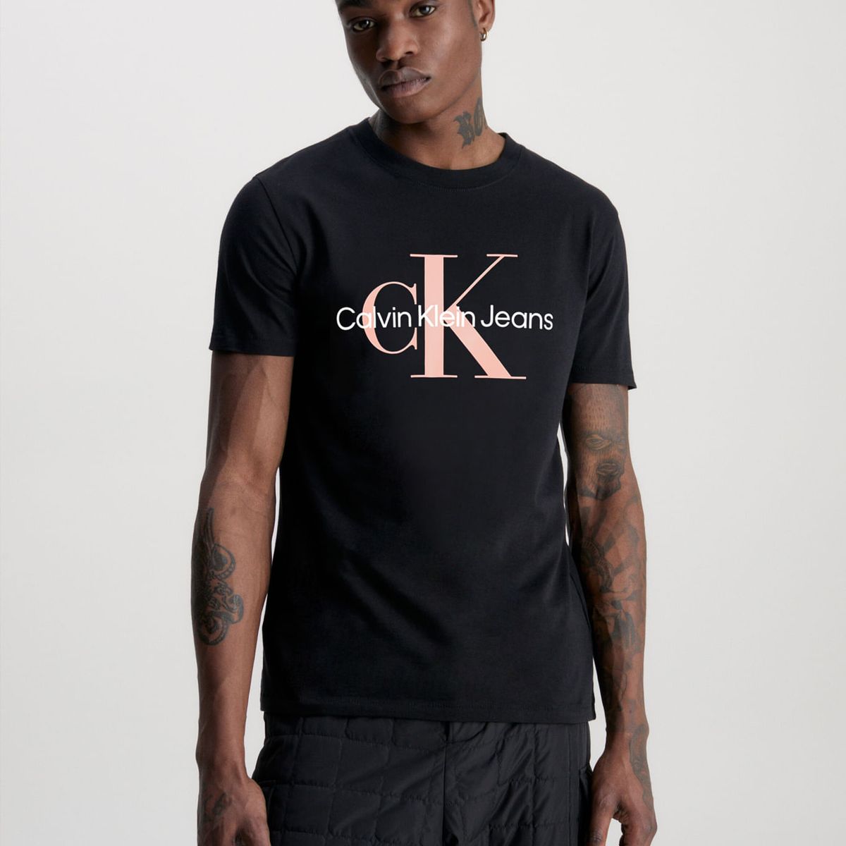 CALVIN KLEIN - Camiseta Slim Con Monograma Hombre Negro Calvin Klein