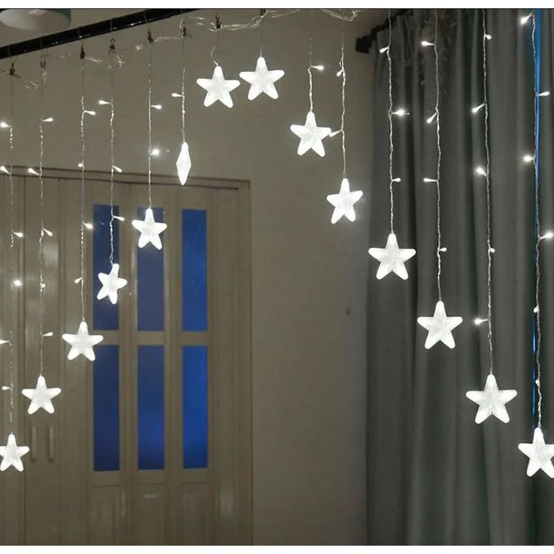 GENERICO - Luz Led Cenefa Blanca 3 Mtr Estrella Cortina Decoración Navidad
