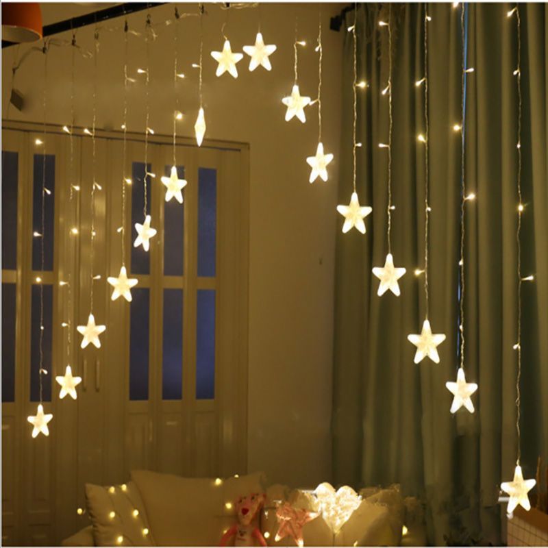 GENERICO - Luz Led Cenefa Cálida  3 Mtr Estrella Cortina Decoración Navidad