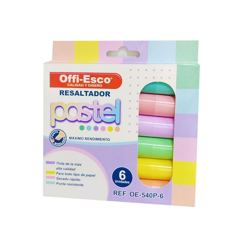 OFFI ESCO - Resaltadores, Rotuladores Offi-Esco Pastel X 6 Unds