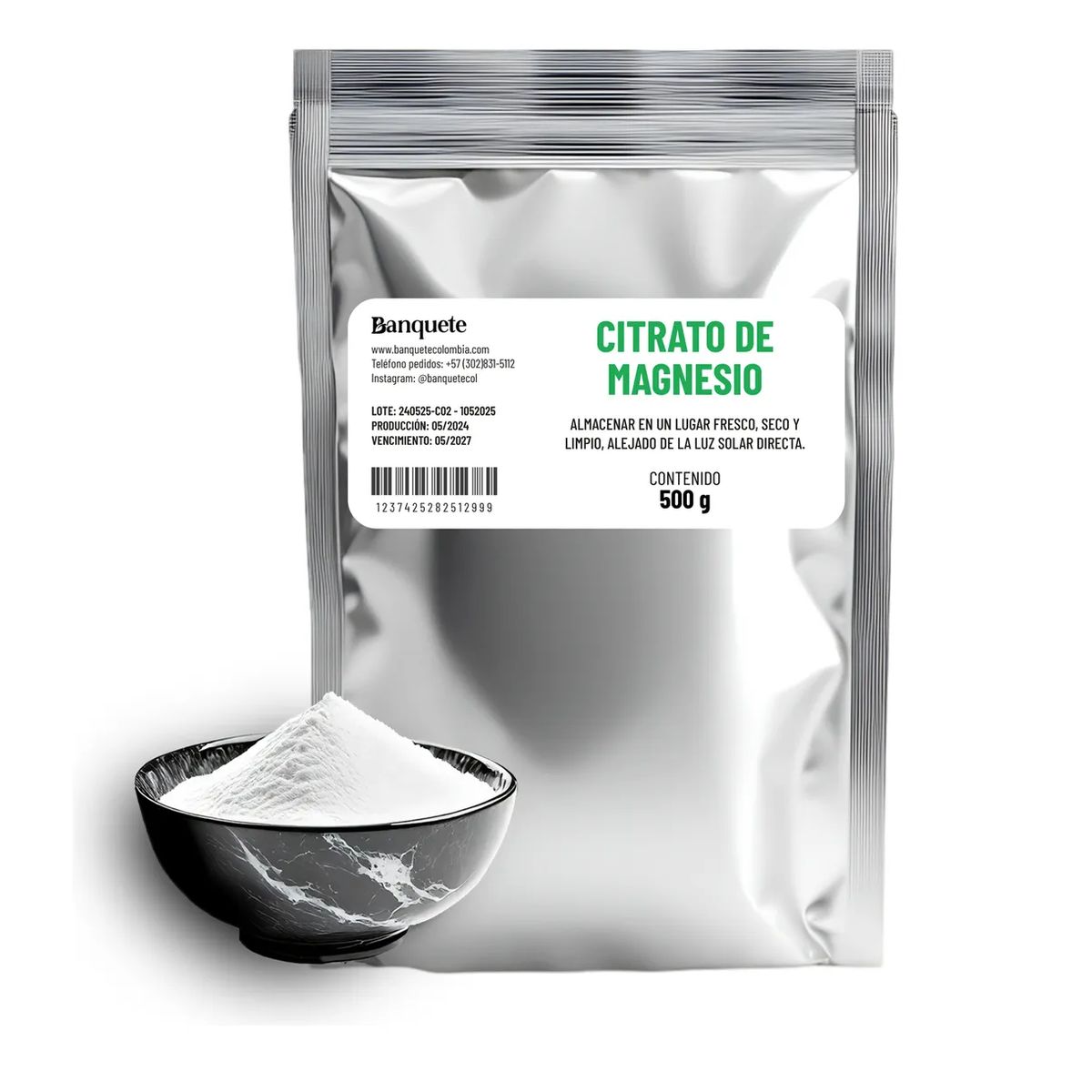 GENERICO - Citrato de Magnesio 500gr Premium 100% puro