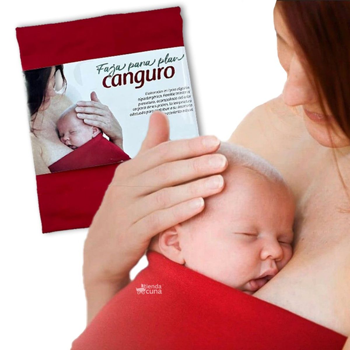 GENERICO - Faja cargador para plan canguro para bebe prematuro Roja talla L