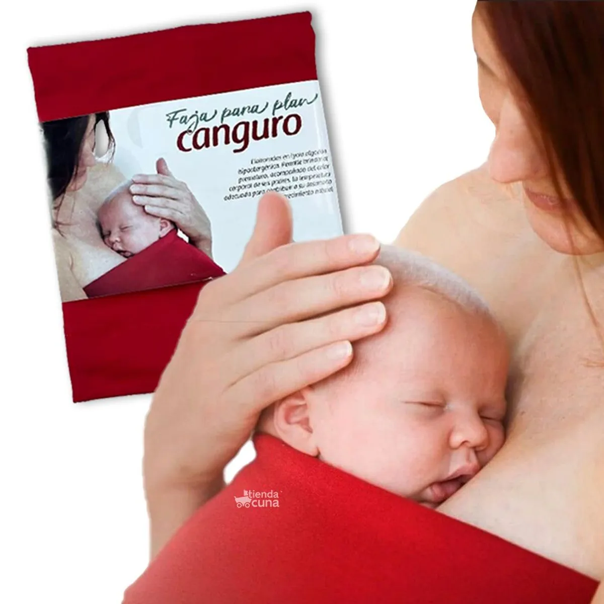 GENERICO - Faja cargador para plan canguro para bebe prematuro Roja talla L