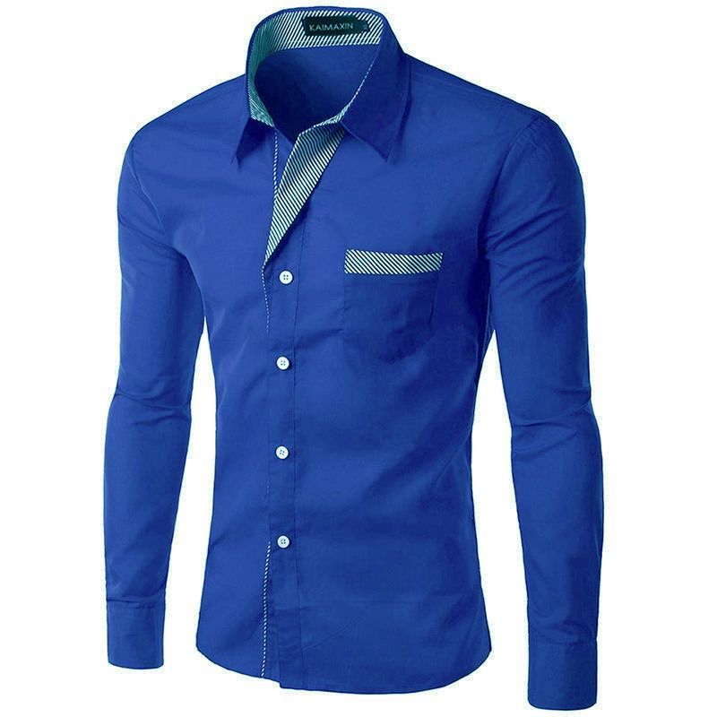 GENERAL - Camisa Para Hombre Manga Larga Moda Elegante Estilo Moderna Azul