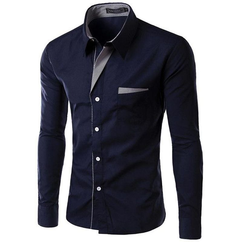 GENERAL - Camisa Para Hombre Manga Larga Moda Elegante Estilo Moderna Azul Os