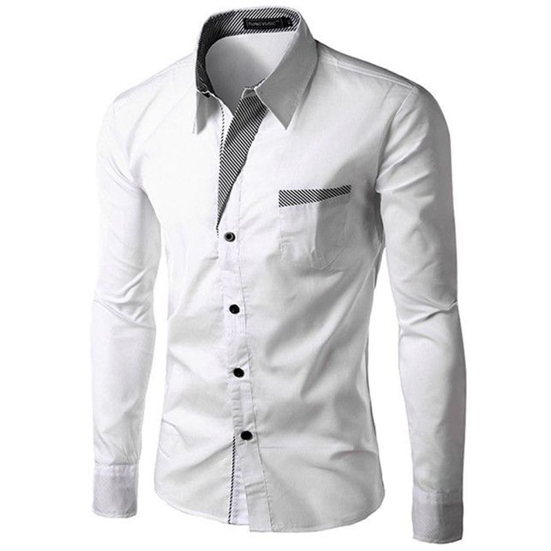 GENERAL - Camisa Para Hombre Manga Larga Moda Elegante Estilo Moderna Blanco