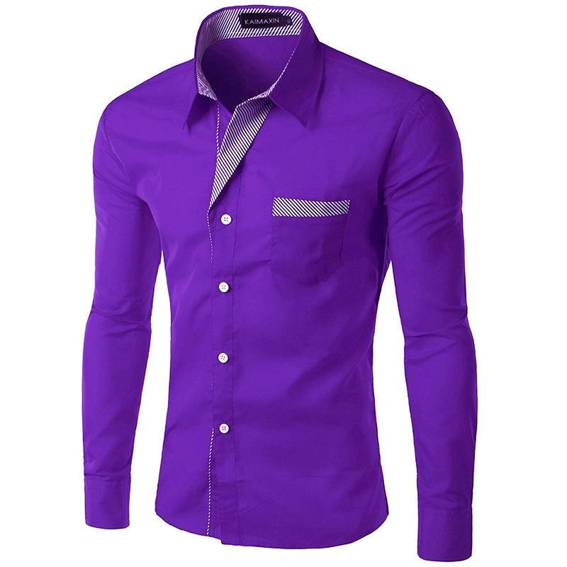 GENERAL - Camisa Para Hombre Manga Larga Moda Elegante Estilo Moderna Morado