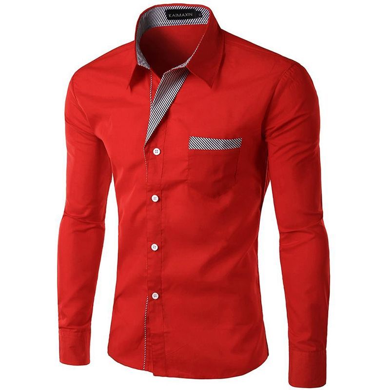 GENERAL - Camisa Para Hombre Manga Larga Moda Elegante Estilo Moderna Rojo