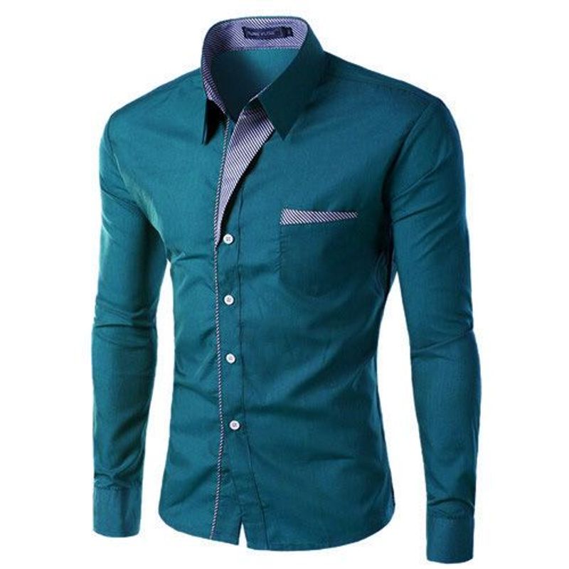 GENERAL - Camisa Para Hombre Manga Larga Moda Elegante Estilo Moderna Petroleo