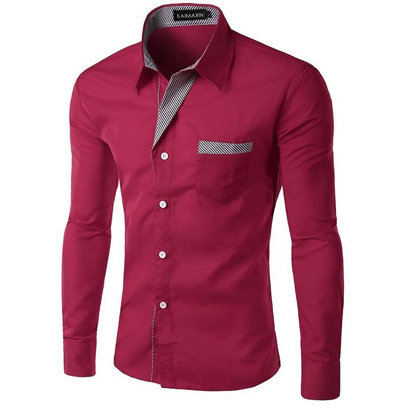 GENERAL - Camisa Para Hombre Manga Larga Moda Elegante Estilo Moderna Vinotinto