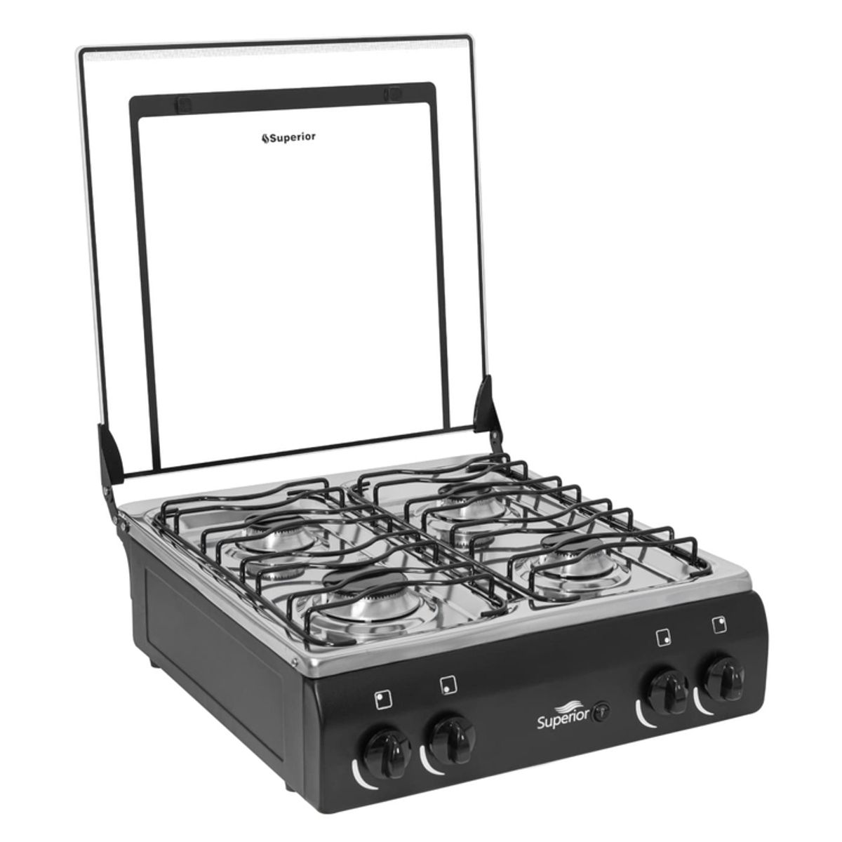 SUPERIOR - Estufa de Mesa SUPERIOR 4 Puestos Gas Natural 7054-1 Negro