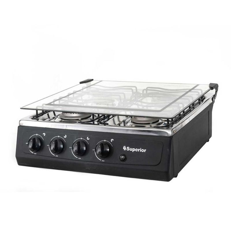 SUPERIOR - Estufa de Mesa SUPERIOR 4 Puestos Gas Propano 7054-1 Negro
