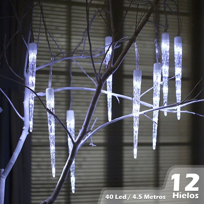GENERICO - Luz Tipo Hielo 4.5 Mt 12 Tubos Cortina Blanca Navidad 2271